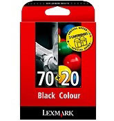 Lexmark Combo Pack #70 + #20 - Cartucho de impresin - 1 x negro pigmentado, color (cian, magenta, amarillo) - blster con alarma de RF (80D2953BR)